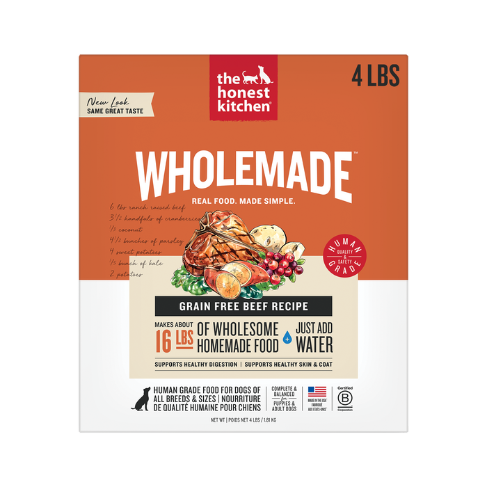 The Honest Kitchen Wholemade Grain Free Beef Recipe Dehydrated Dog Food