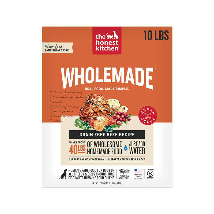 The Honest Kitchen Wholemade Grain Free Beef Recipe Dehydrated Dog Food