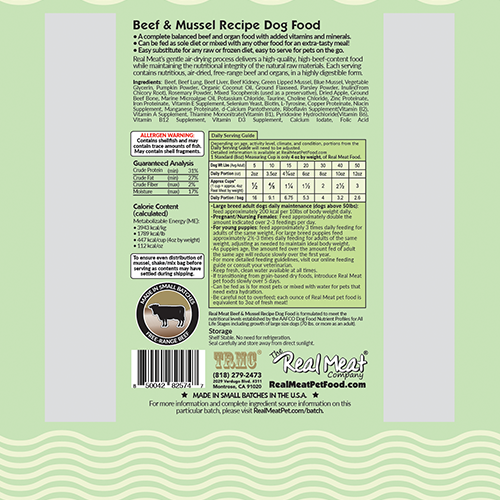 The Real Meat Company Beef with Mussels Dehydrated Dog Food, 2lb