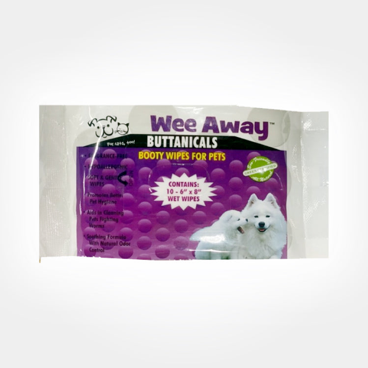 Wee Away Buttanicals Wipes For Dogs & Cats, 10ct