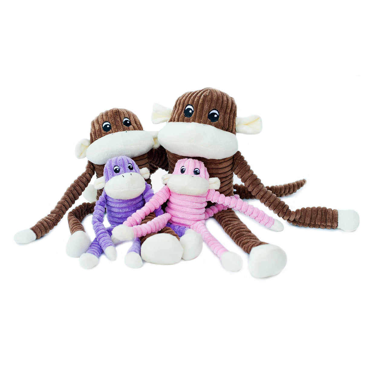 Zippy Paws Spencer the Crinkle Monkey Plush Dog Toy, Purple