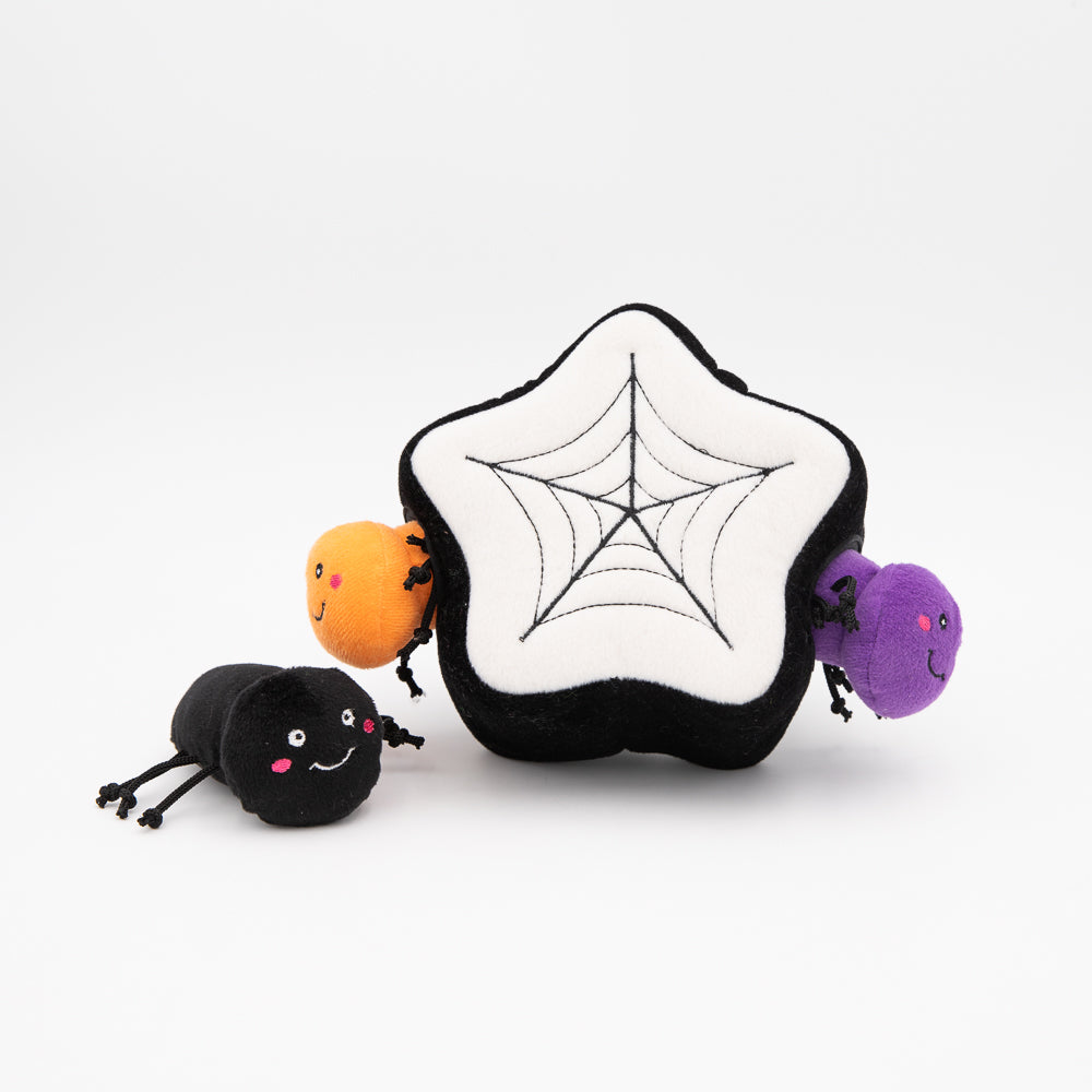 Zippy Paws Halloween 2025 Burrow Puzzle Plush Dog Toy, Spider Web