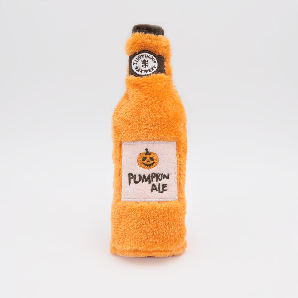 Zippy Paws Halloween 2025 Happy Hour Crusherz Plush DogToy, Pumpkin Ale