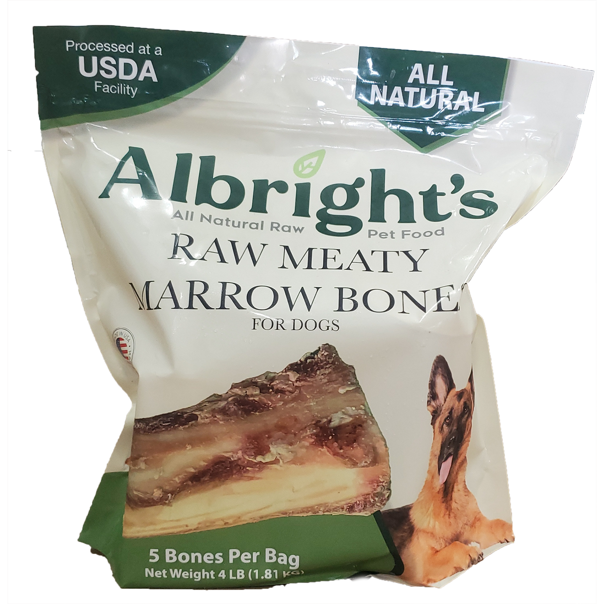 Albright’s Raw Beef Bones for Dogs – 5-6 in, 5 Pack | Dental & Mental Enrichment