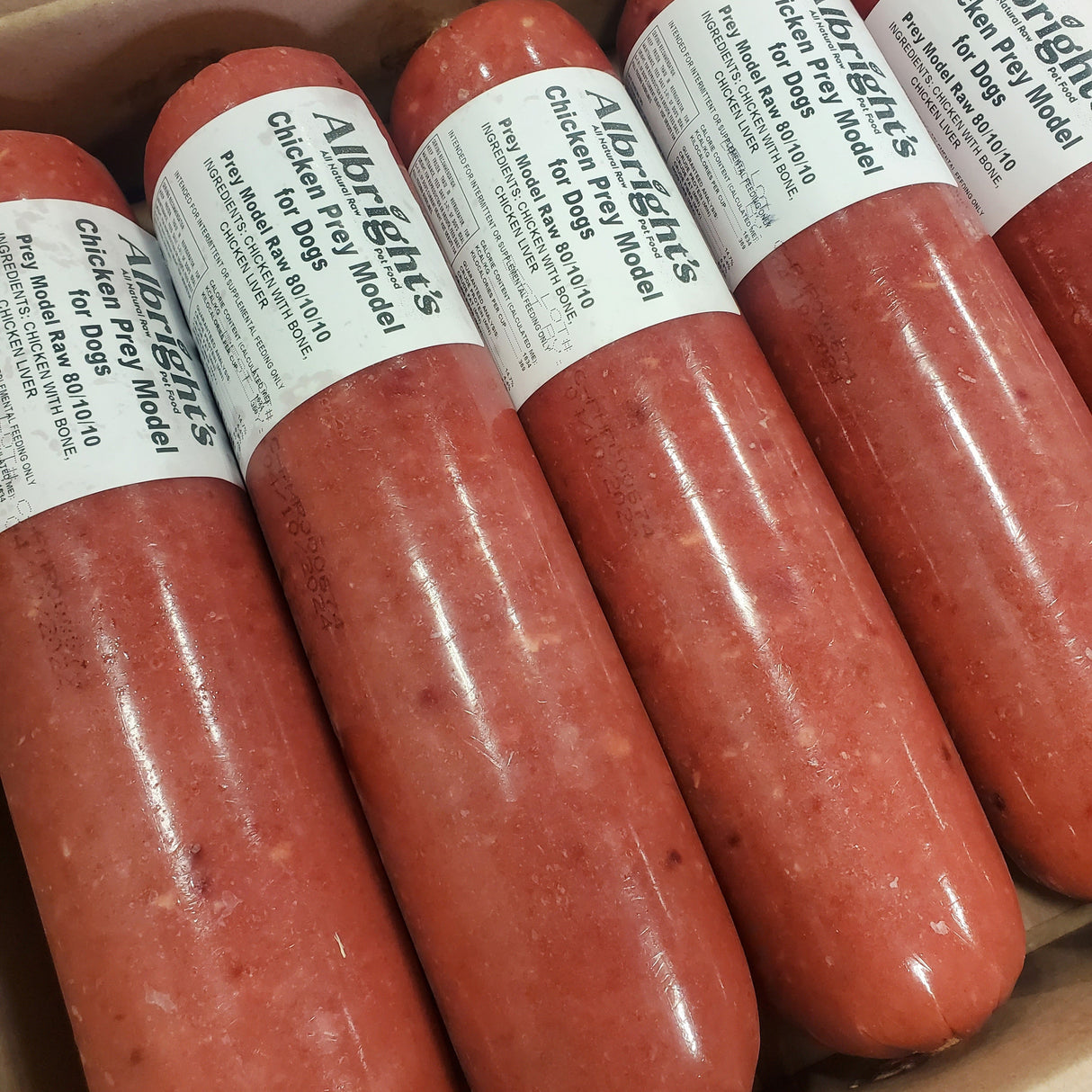 Albrights PMR Prey Model 80/10/10 Chicken Formula Raw Frozen Dog Food - 2lb Chubs (16ct/32lb Case)