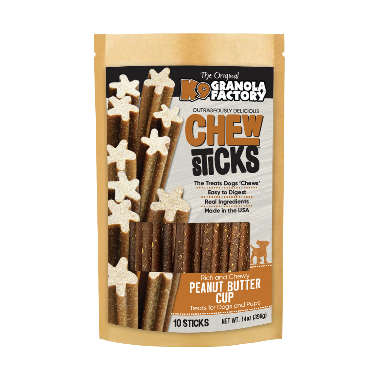 K9 Granola Factory Chew Sticks Dog Treats, Peanut Butter Cup