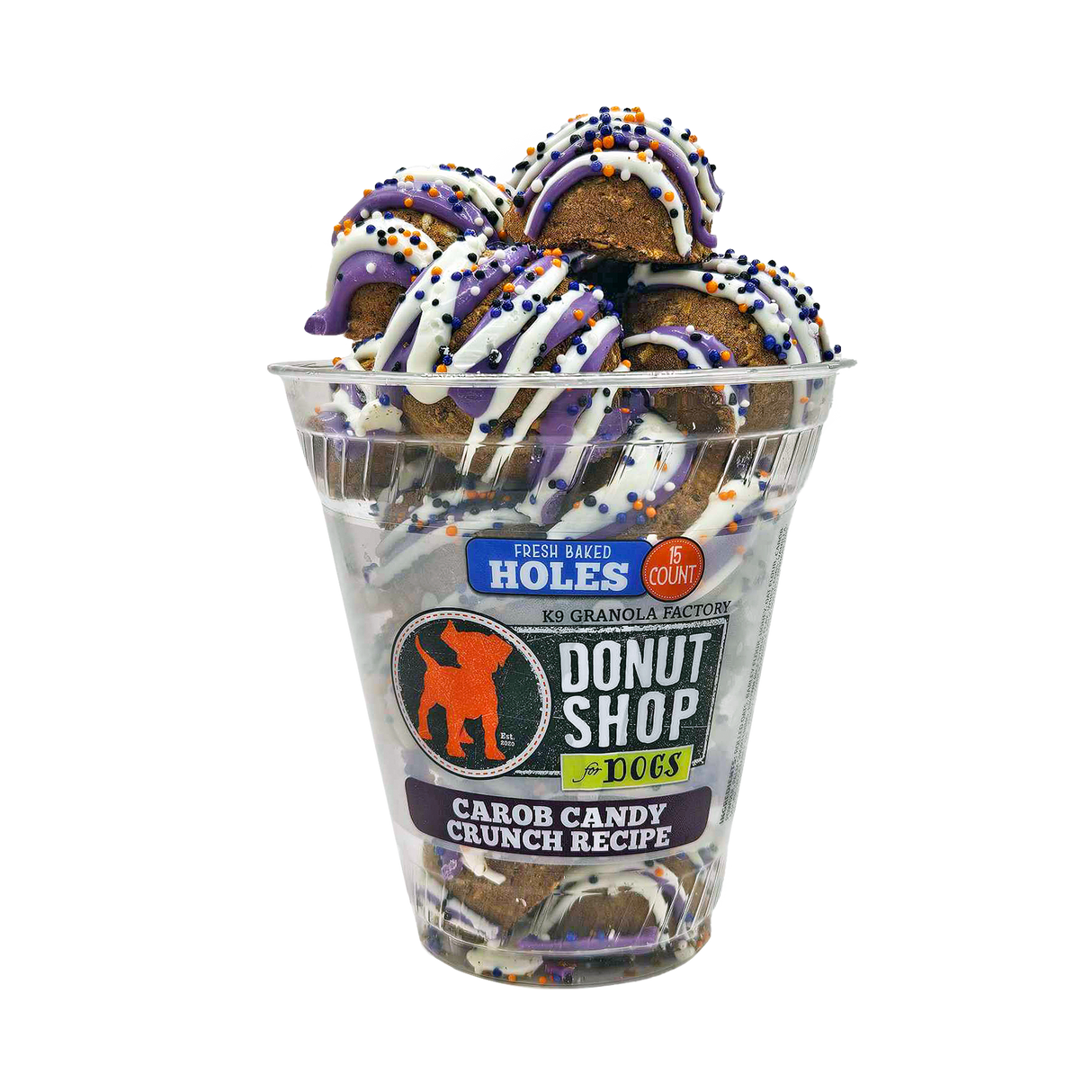 K9 Granola Factory Donut Shop Donut Holes For Dogs, Halloween Carob Candy Crunch, 15ct
