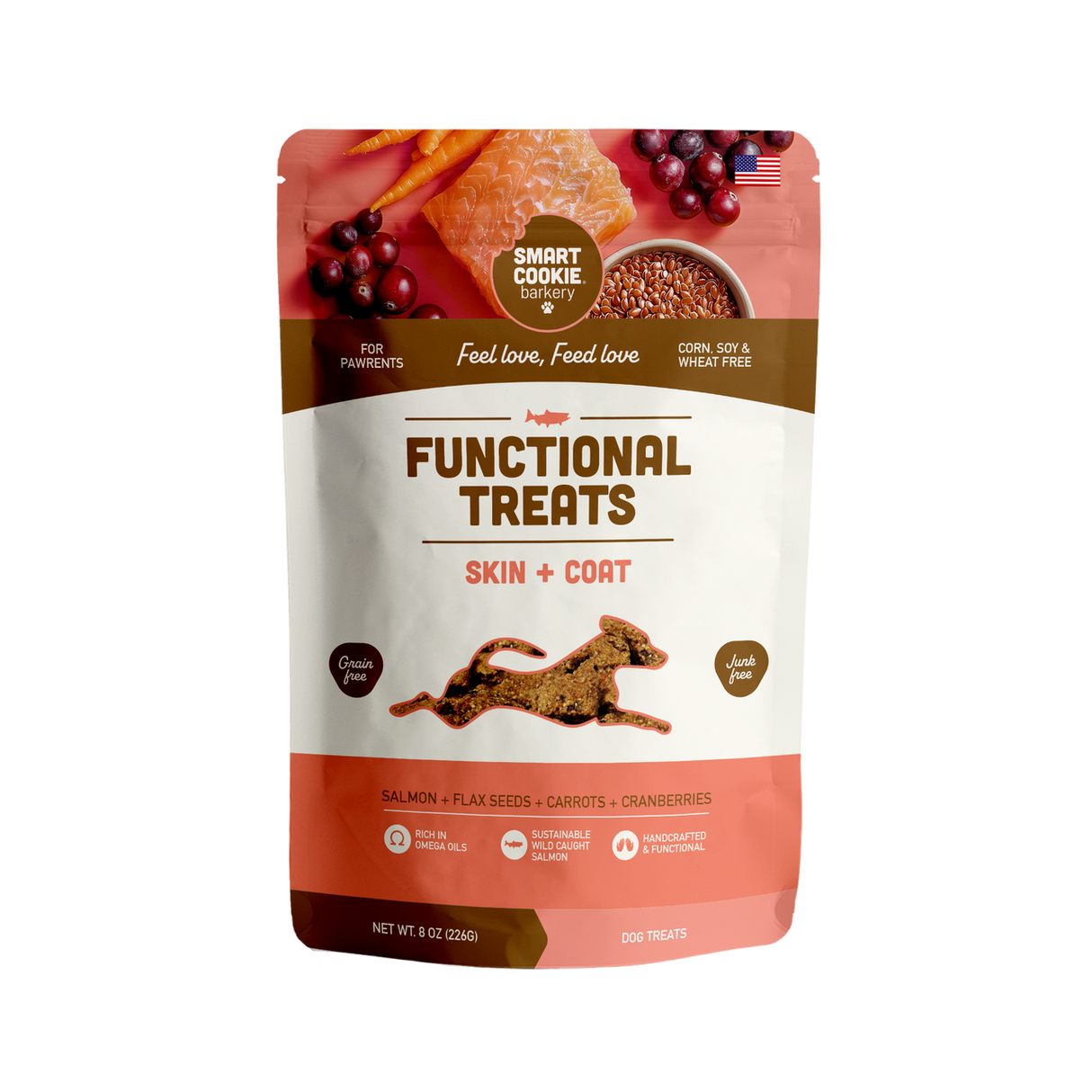 Smart Cookie Barkery Skin & Coat Salmon Recipe Biscuits For Dogs, 8oz