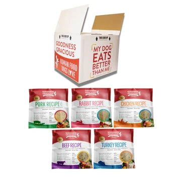 Goodness Gracious Human Grade Synthetic Free Gently Cooked Frozen Dog Food, 20lb Variety Pack (4ea)