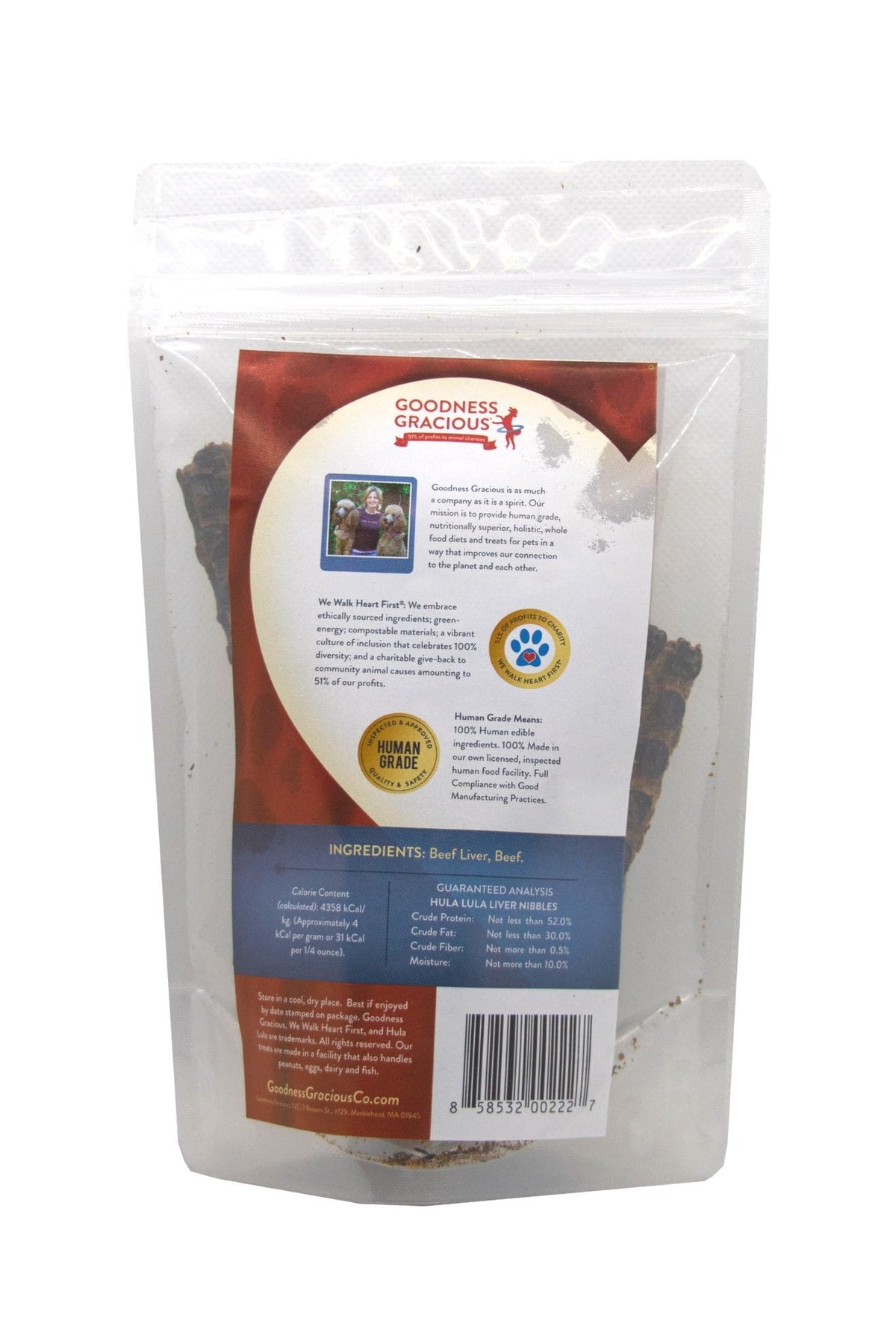Goodness Gracious Human Grade Liver Nibbles Jerky Dog Treats, 3oz bag