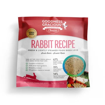 Goodness Gracious Human Grade Synthetic Free Rabbit Recipe Gently Cooked Frozen Dog Food