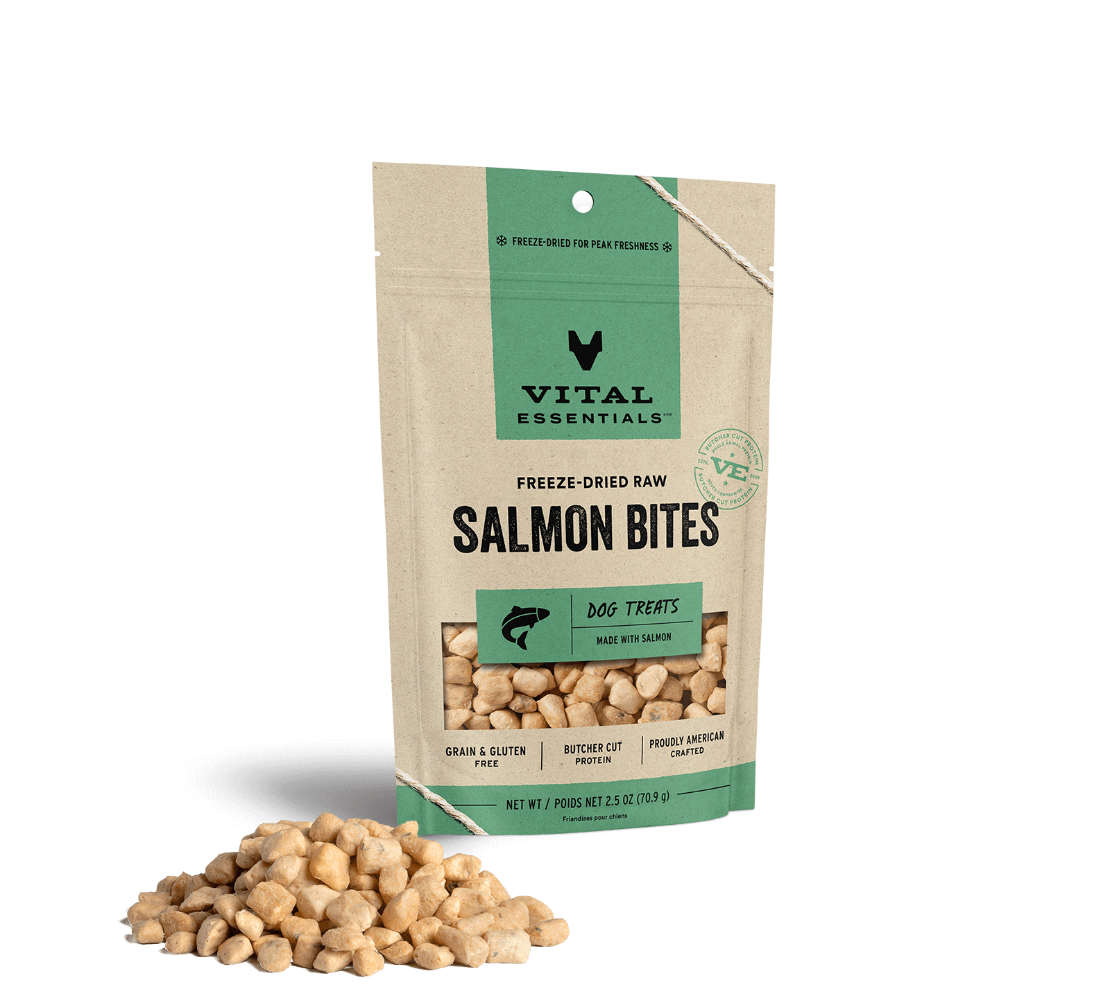 Vital Essentials Freeze-Dried Dog Treats (Salmon Bites 2.5oz)