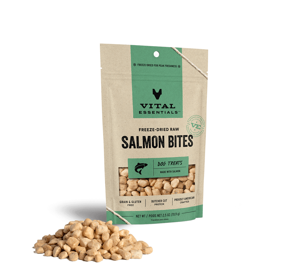 Vital Essentials Freeze-Dried Salmon Bites Dog Treats, 2.5-oz bag