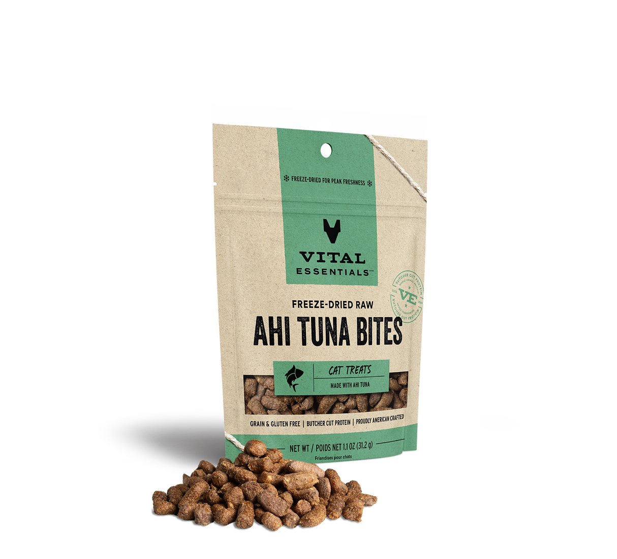 Vital Essentials Freeze-Dried Ahi Tuna Cat Treats, 1.1-oz bag