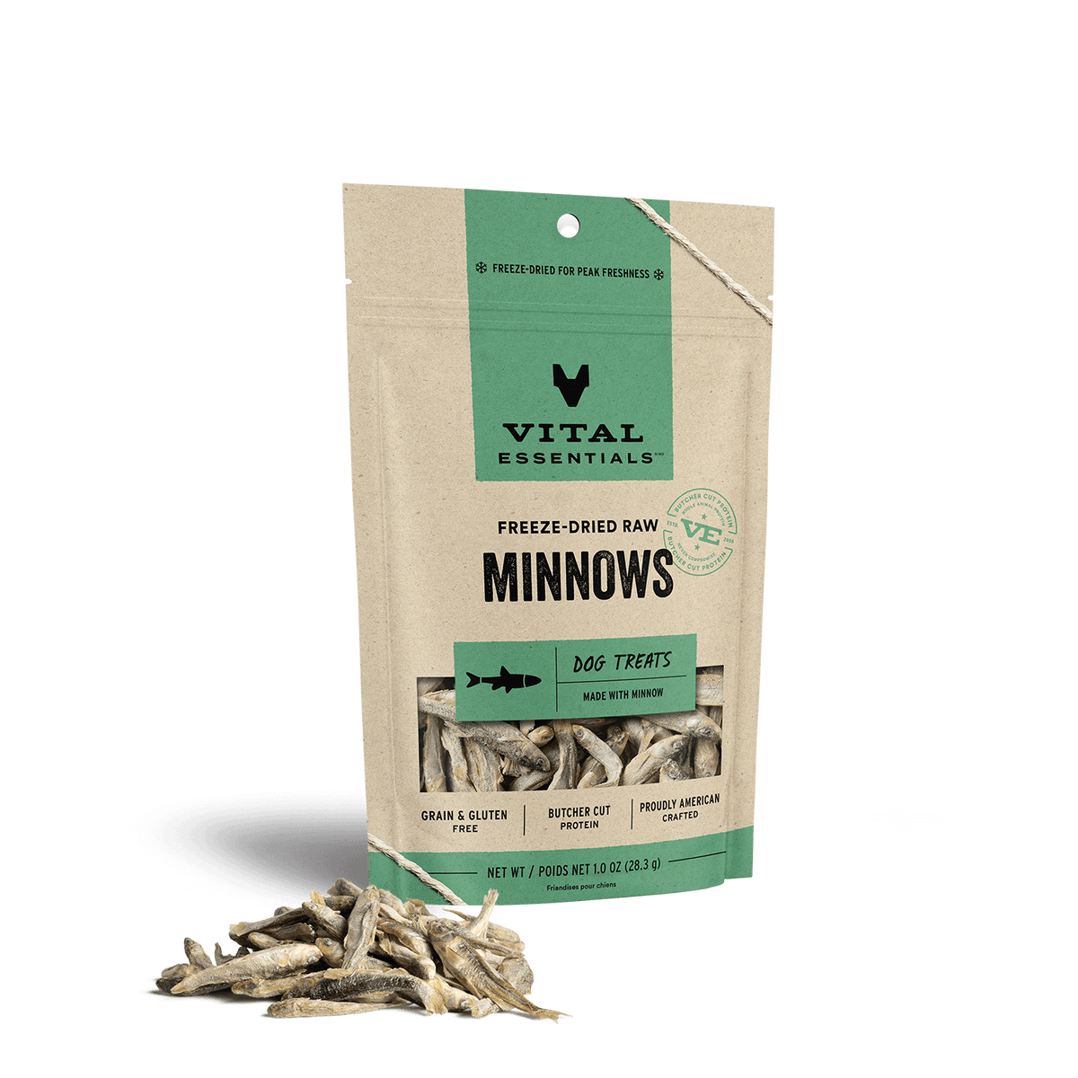 Vital Essentials Freeze-Dried Minnow Dog Treats – White Dog Bone