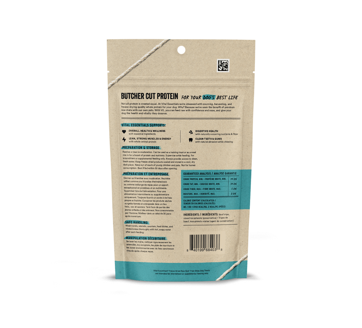 Vital Essentials Freeze-Dried Beef Tripe Dog Treats, 2.3oz