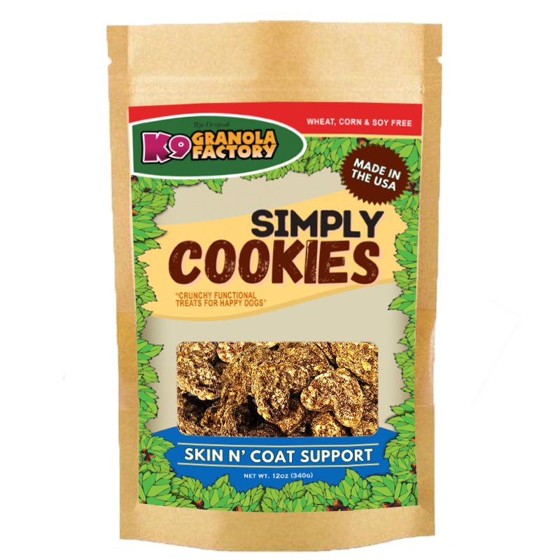 K9 Granola Factory Functional Simply Cookies Dog Treats, Skin & Coat Support 12oz