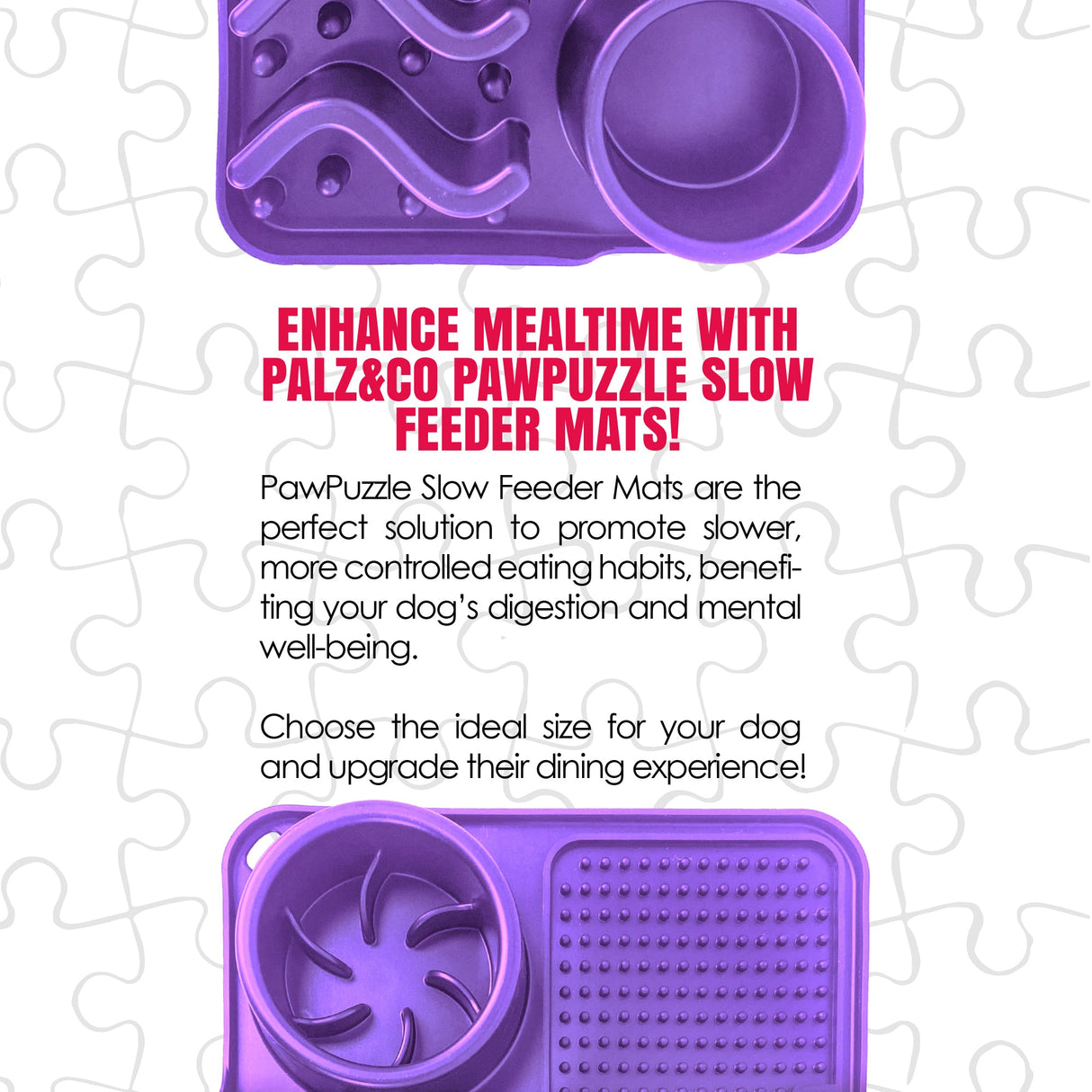 Palz&Co Paw Puzzle Silicone Slow Feeding Mat For Dogs, Medium Purple
