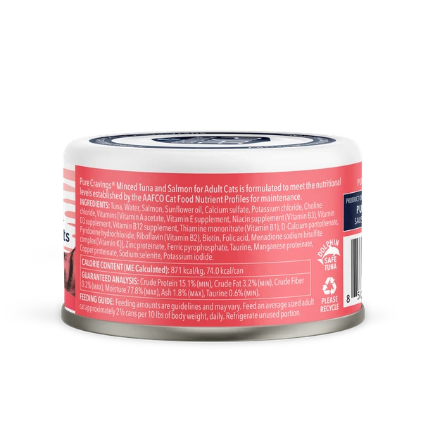 Pure Cravings Minced Tuna & Salmon Mercury Tested Canned Cat Food, 12/3oz