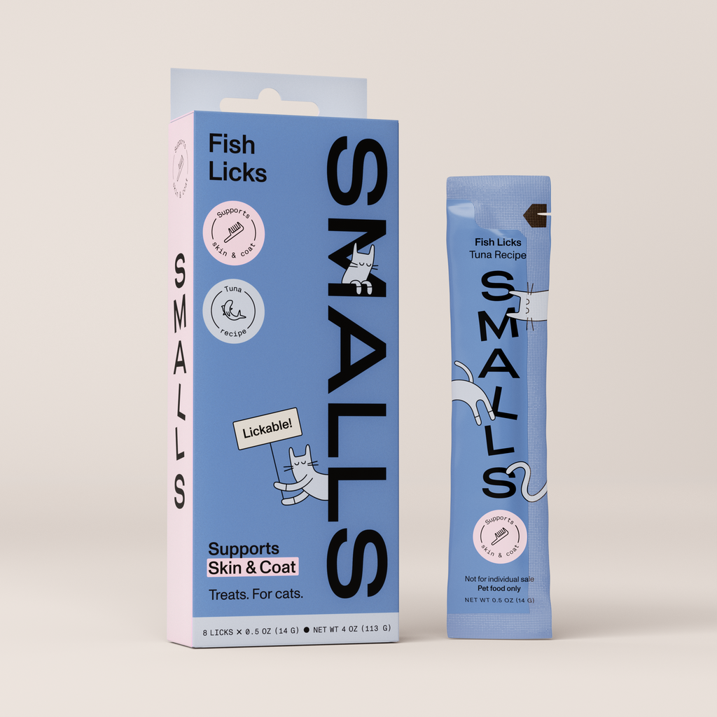 Smalls Fish Licks Skin & Coat Support Lickable Cat Treats, 8pk