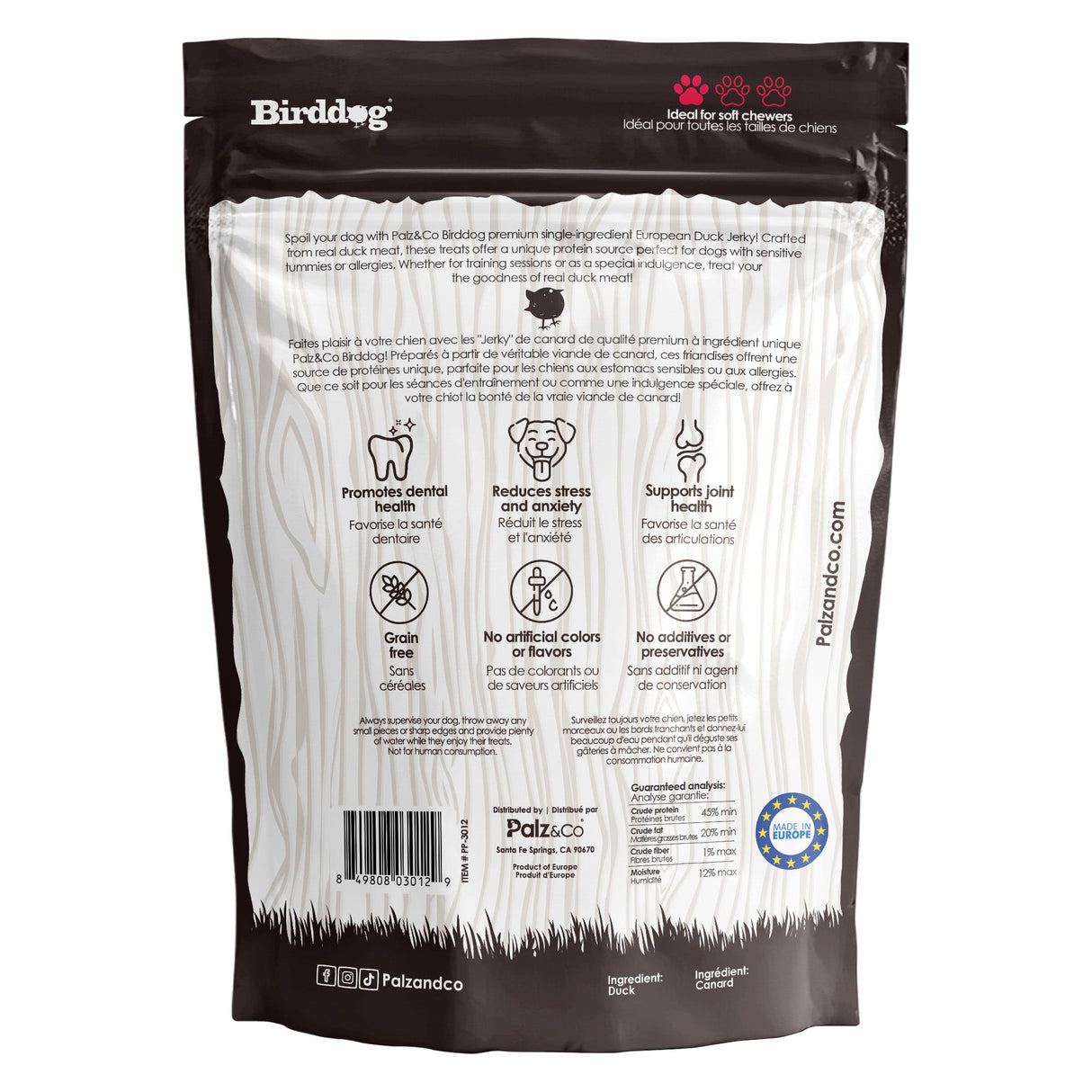 Palz&Co Birddog Duck Jerky Dog Treats, 10pk