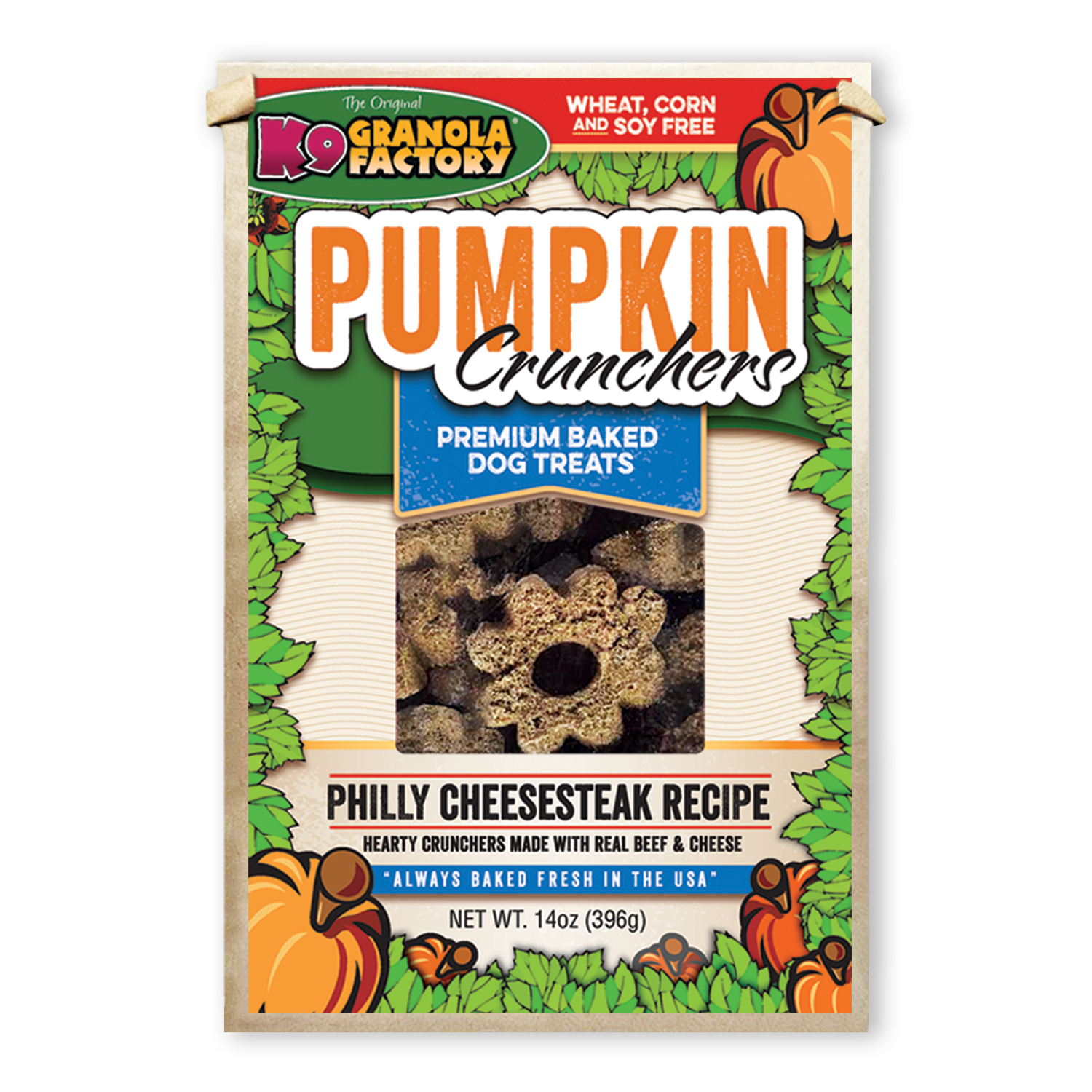 K9 Granola Factory Pumpkin Crunchers Dog Treats, Philly Cheesesteak