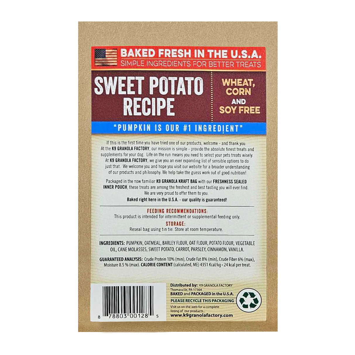 K9 Granola Factory Pumpkin Crunchers Sweet Potato Dog Treats - 14 oz