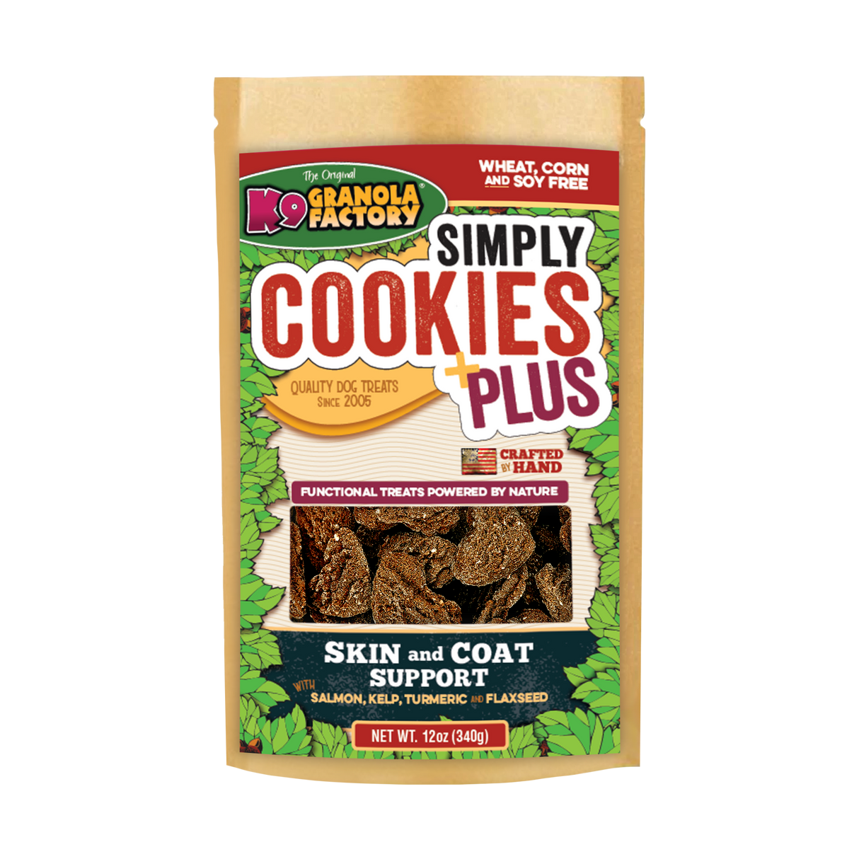 K9 Granola Factory Functional Simply Cookies Dog Treats, Skin & Coat Support