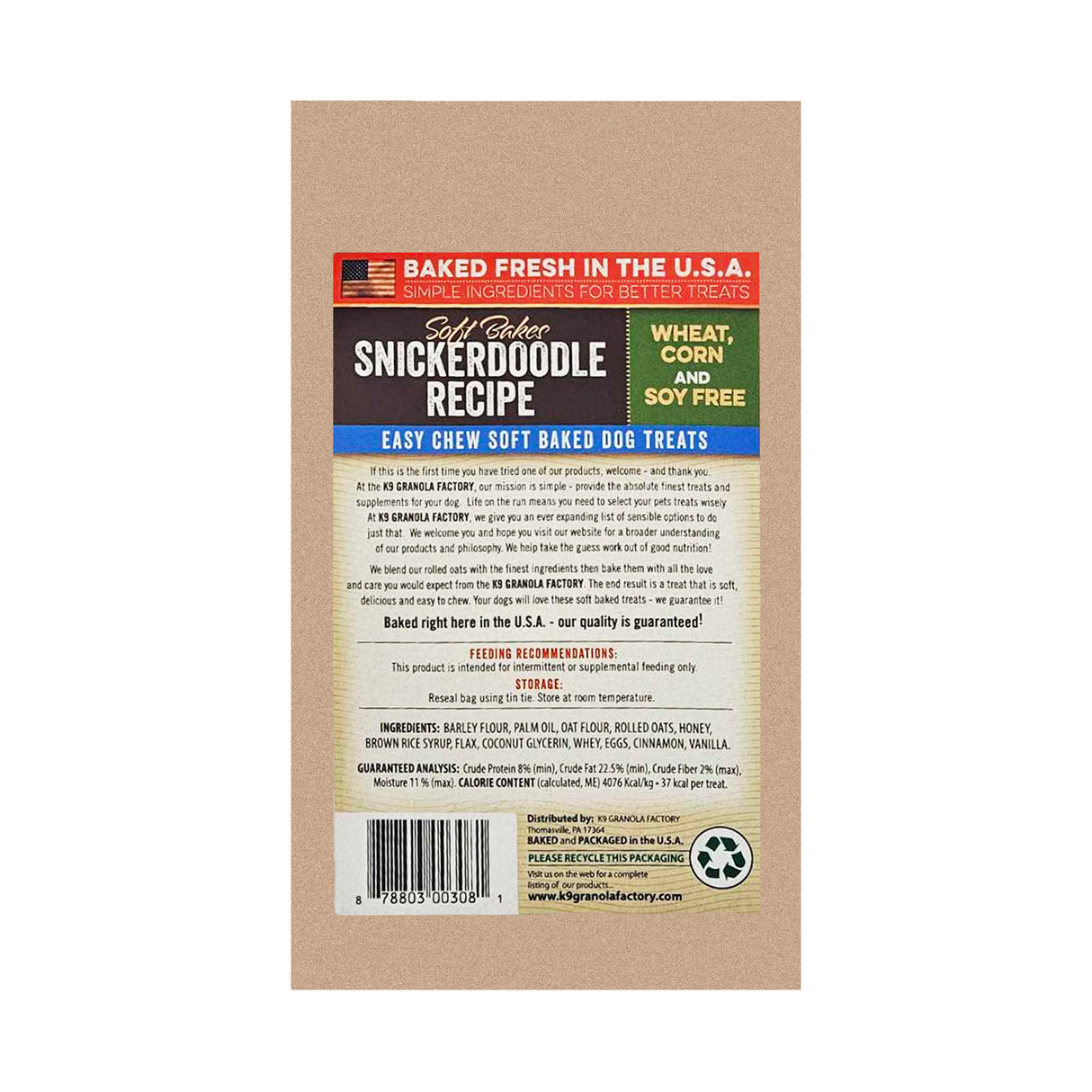 K9 Granola Factory Soft Bakes Dog Treats - Snickerdoodle