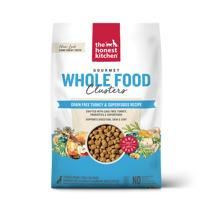 The Honest Kitchen Gourmet Grain Free Whole Food Clusters Turkey & Superfoods Recipe Dry Dog Food