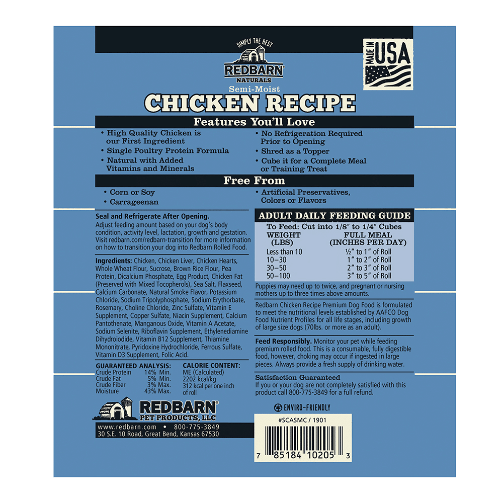 Redbarn Dog Food Roll, Chicken & Liver