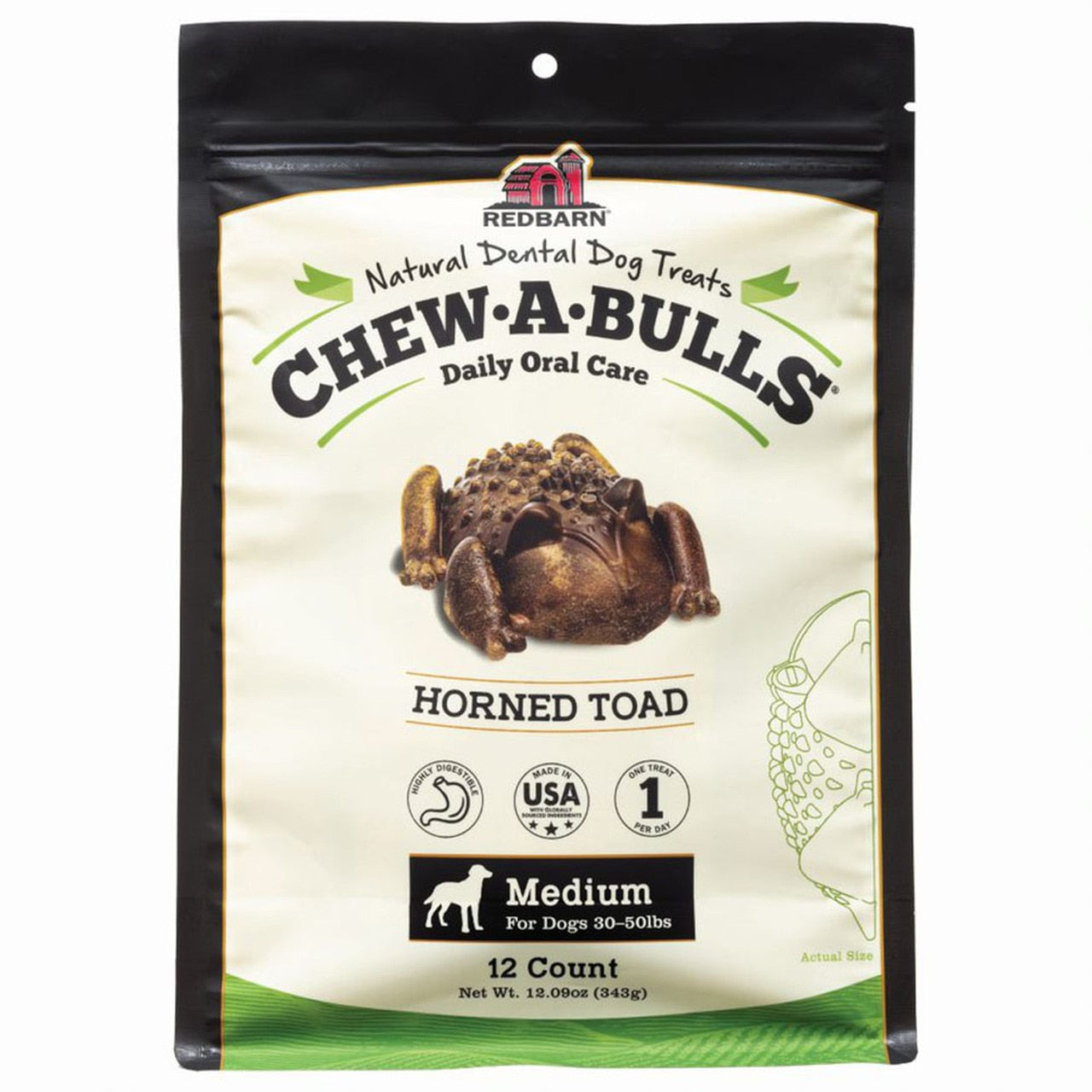 Redbarn Chew-A-Bulls Horned Toad Dental Chew For Dogs