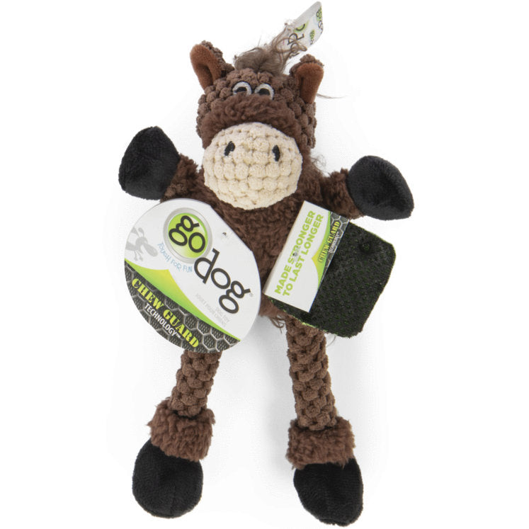 goDog Skinny Horse Durable Squeaky Plush Dog Toy