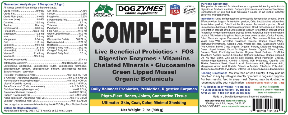 Natures Farmacy Dogzymes Complete Supplement For Dogs