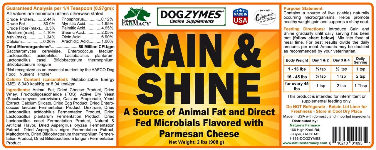 Nature's Farmacy Dogzymes Gain and Shine Supplement For Dogs
