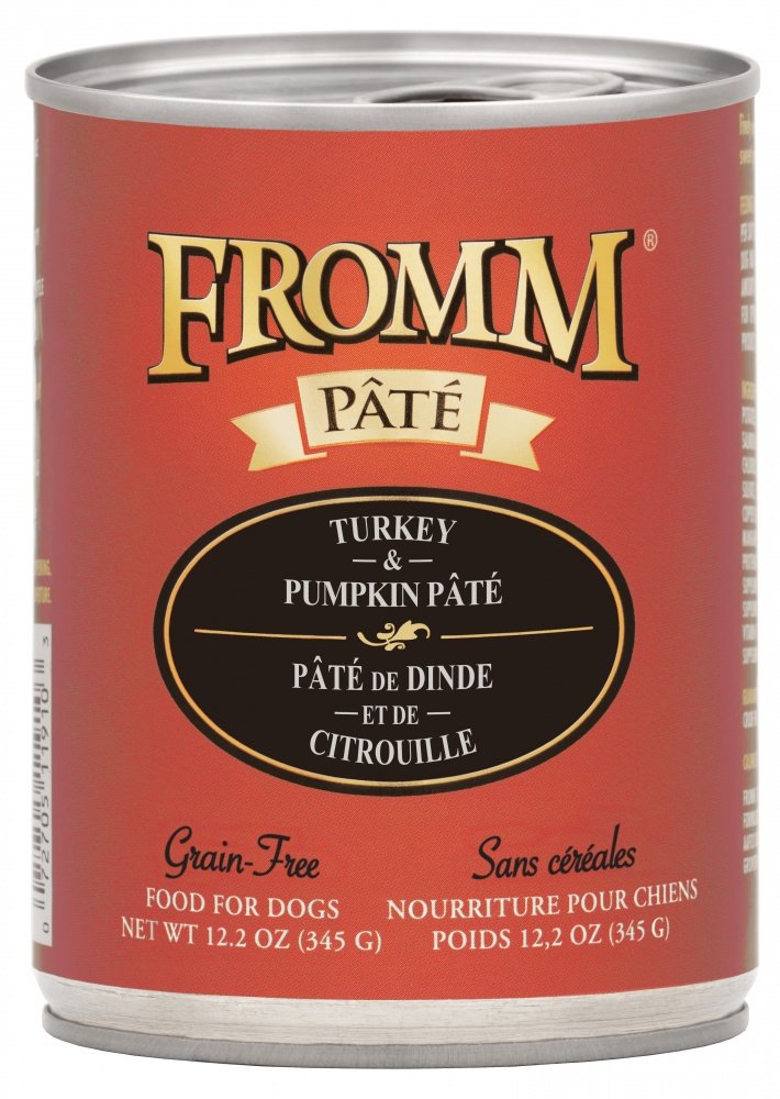 Fromm Gold Turkey Pumpkin Pate Canned Dog Food 12 12.2oz White Dog Bone