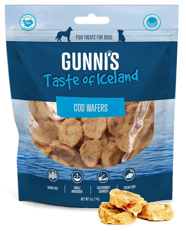 Gunni's Taste of Iceland Cod Wafers Dog Treats, 5oz