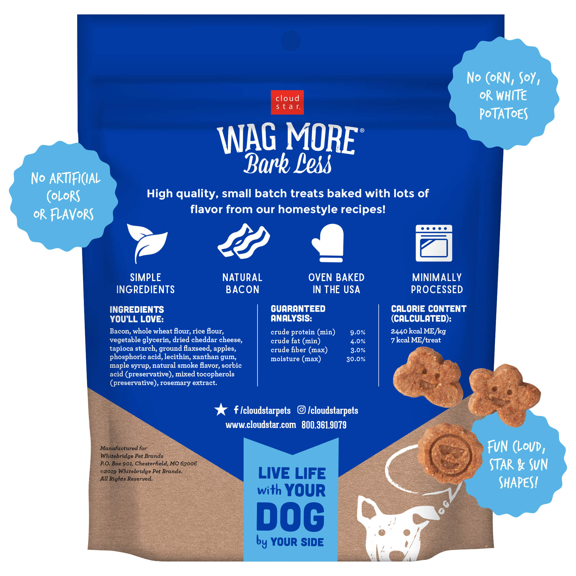 Cloud Star Wag More Bark Less Soft & Chewy Dog Treats with Bacon, Cheese & Apples, 6oz