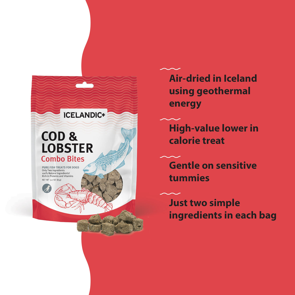 Icelandic+ Combo Bites Cod & Lobster Soft Dog Treats, 2.5oz