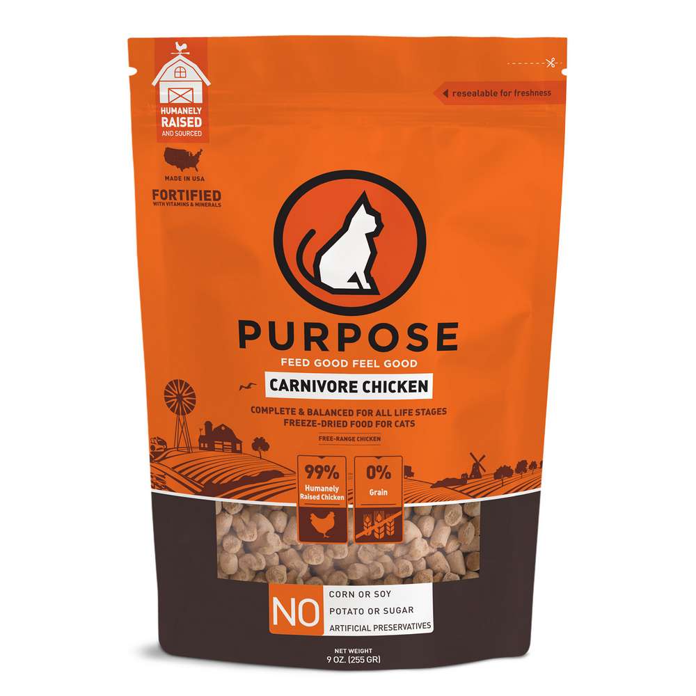 Purpose Carnivore Chicken Freeze Dried Raw Cat Food 9oz