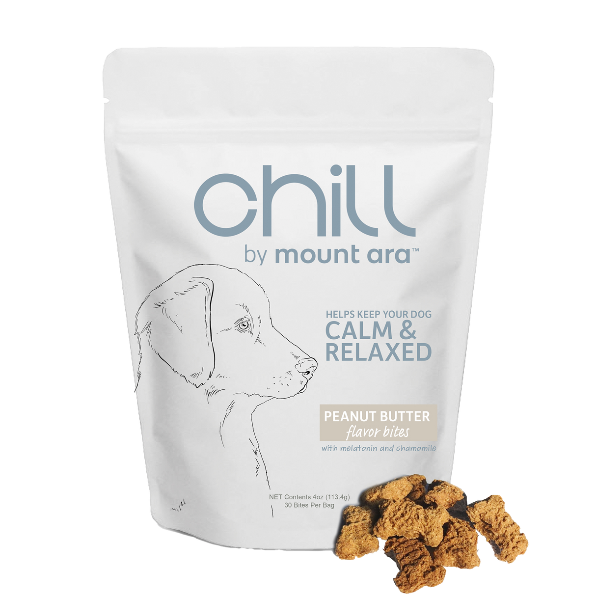 Mount Ara CHILL Peanut Butter Recipe Calming Treats For Dogs, 4oz
