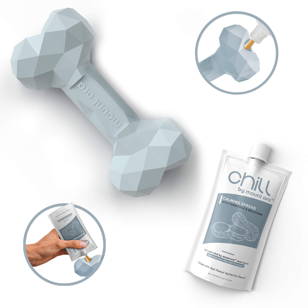 Mount Ara CHILL Playtime Kit with Calming Peanut Butter Spread For Dogs