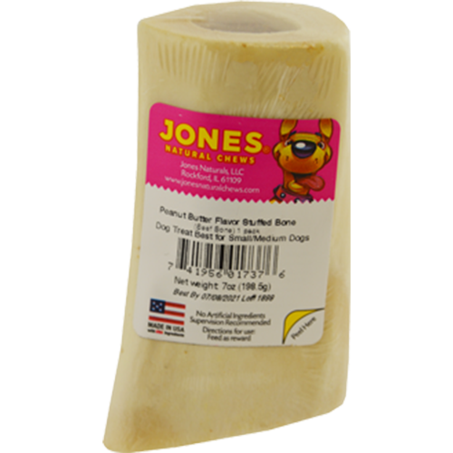 Jones Natural Peanut Butter Flavor Stuffed Beef Filled Bone Dog Chew