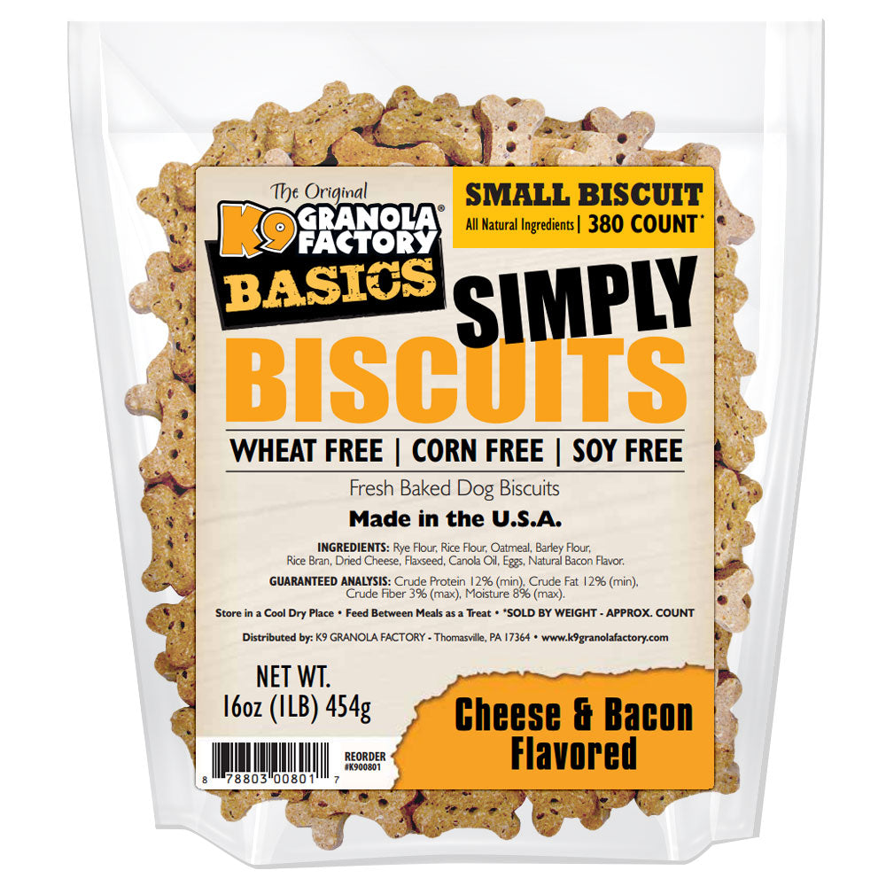 K9 Granola Factory Simply Biscuits Cheese & Bacon Dog Treats, Small