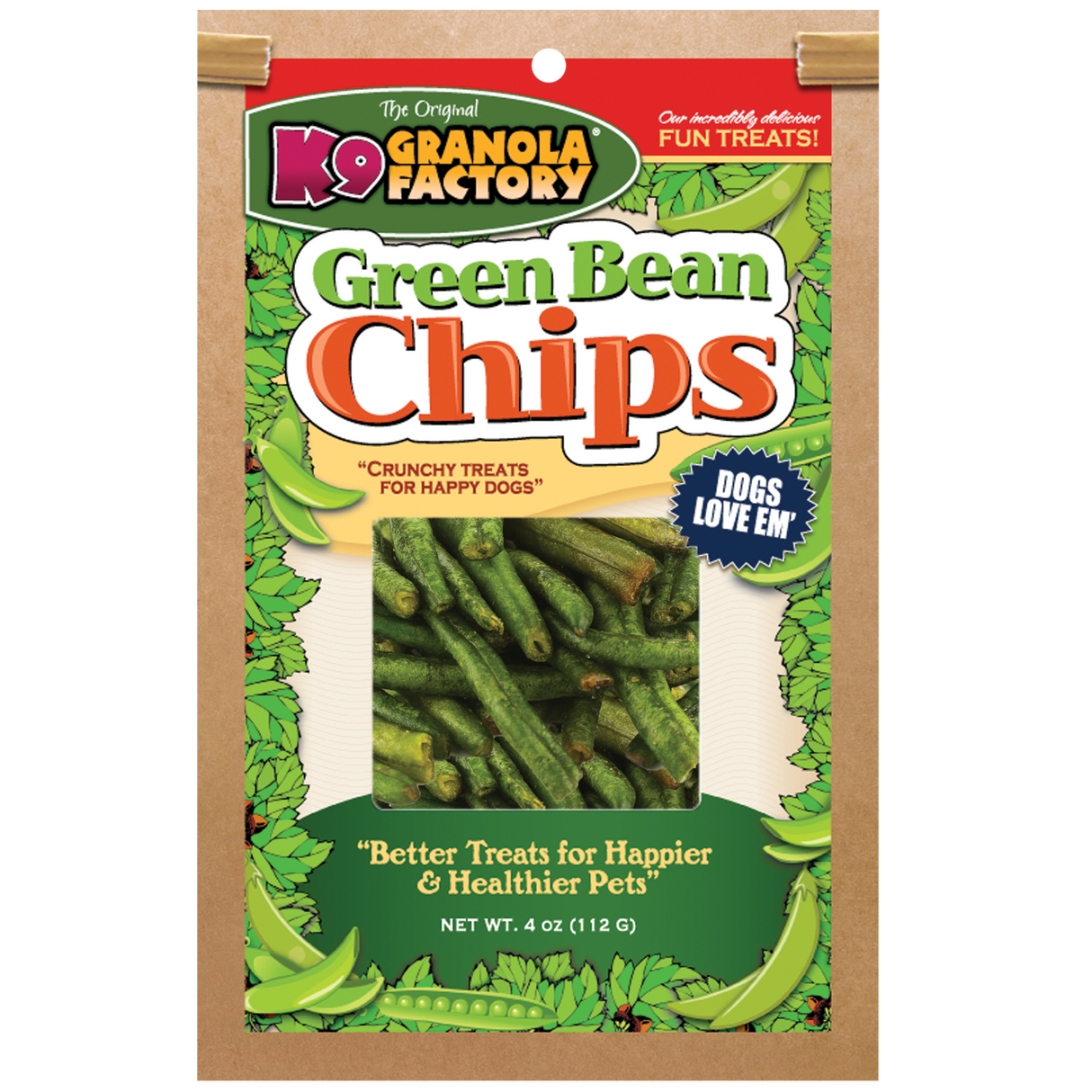 K9 Granola Factory Chip Collection Green Bean Chips Dog Treats, 4oz