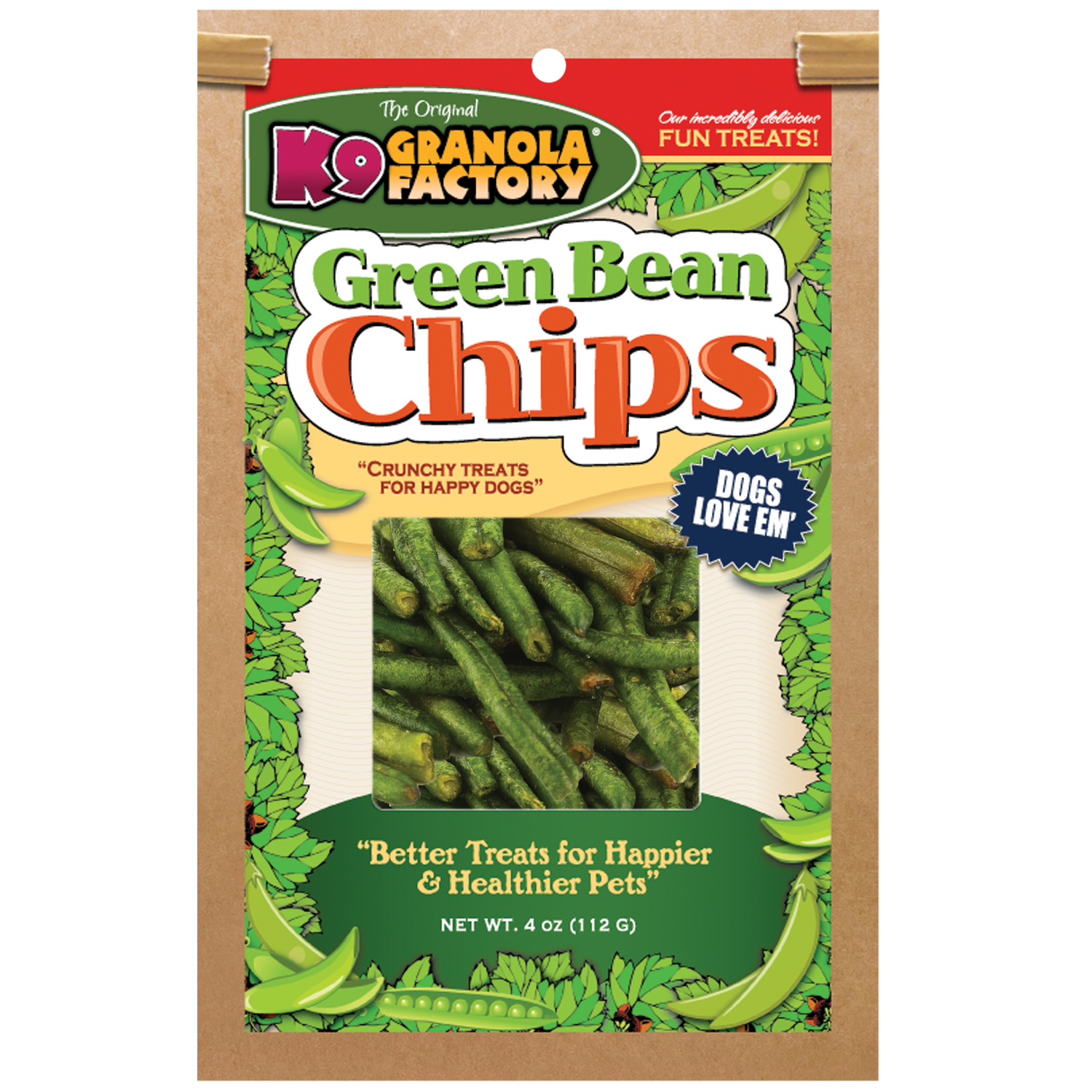 K9 Granola Factory Chip Collection Green Bean Chips Dog Treats, 4oz