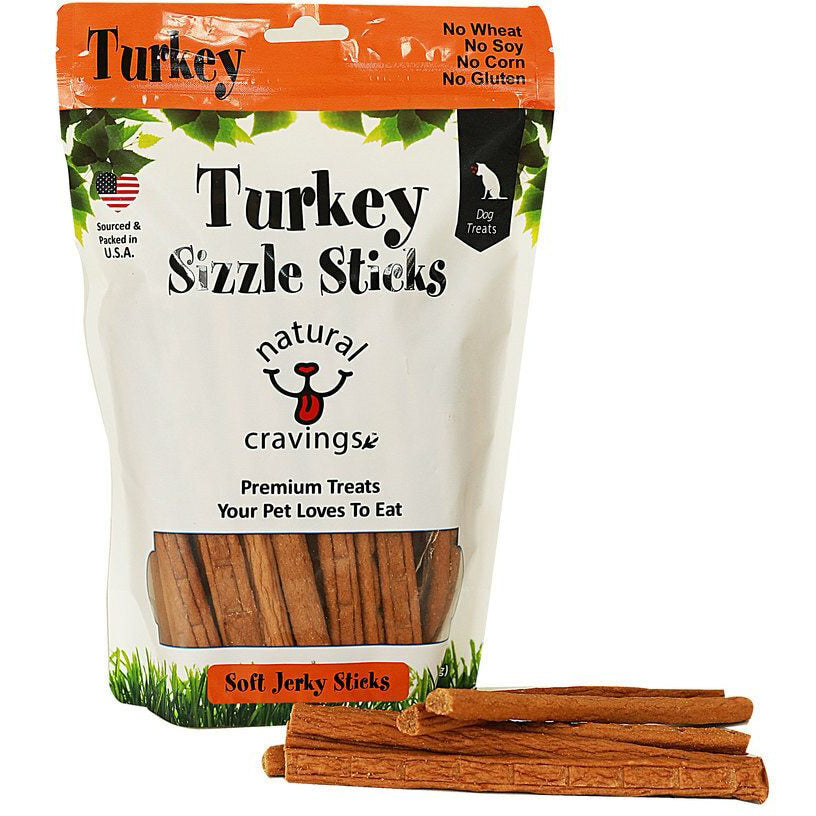 Natural Cravings USA Turkey Sizzle Sticks Jerky Treats For Dogs 12oz White Dog Bone