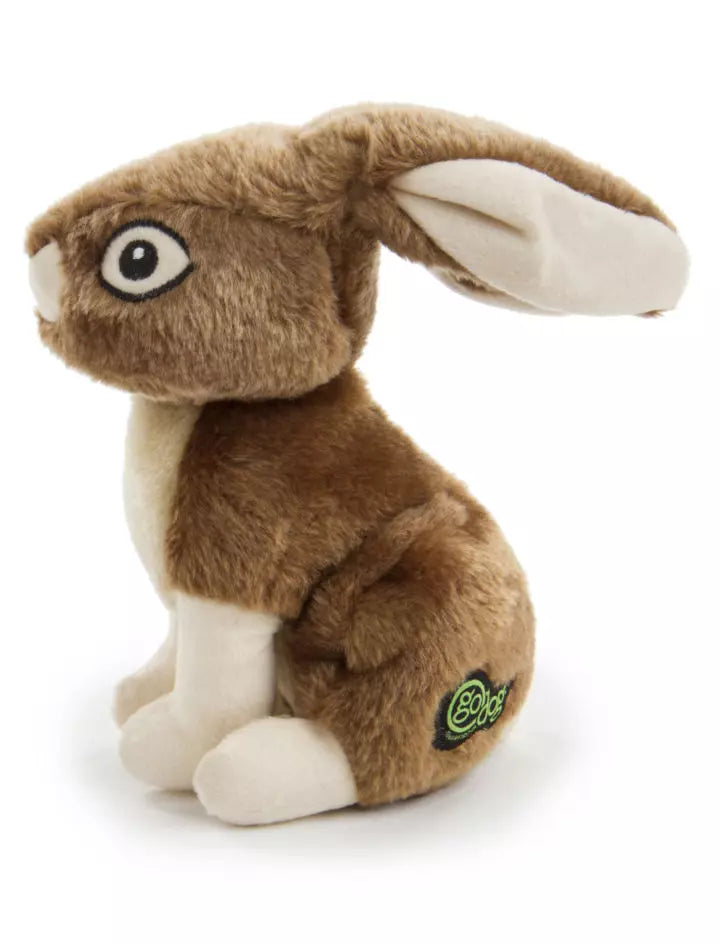 goDog Wildlife Durable Plush Dog Toy Rabbit White Dog Bone