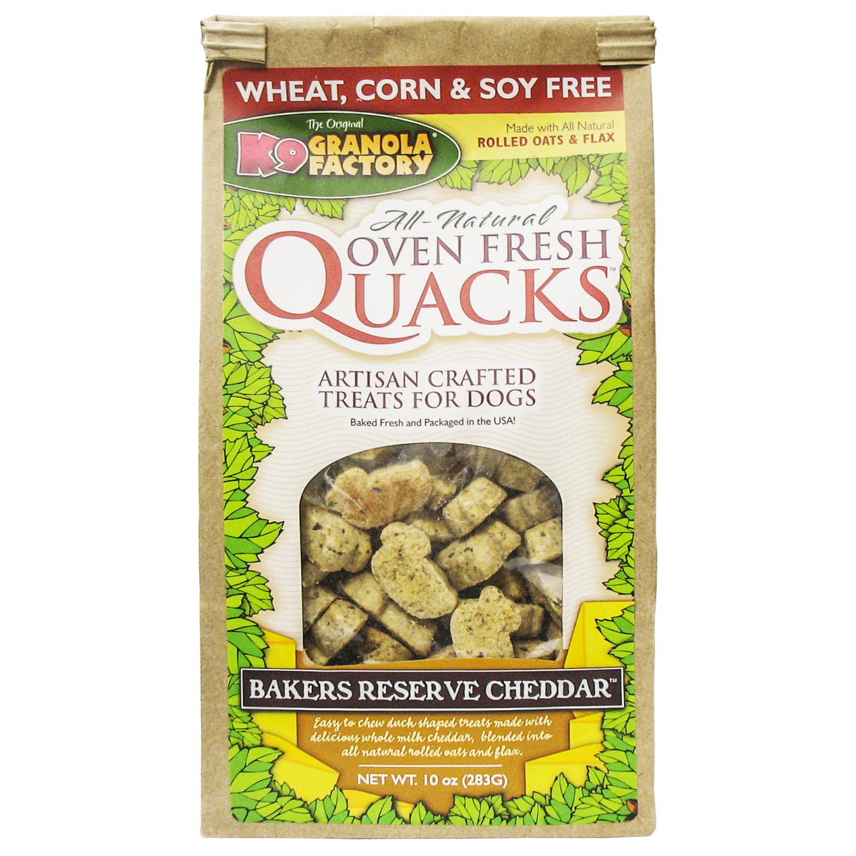 K9 Granola Factory Oven Fresh Quacks Bakers Reserve Cheddar Dog Treats