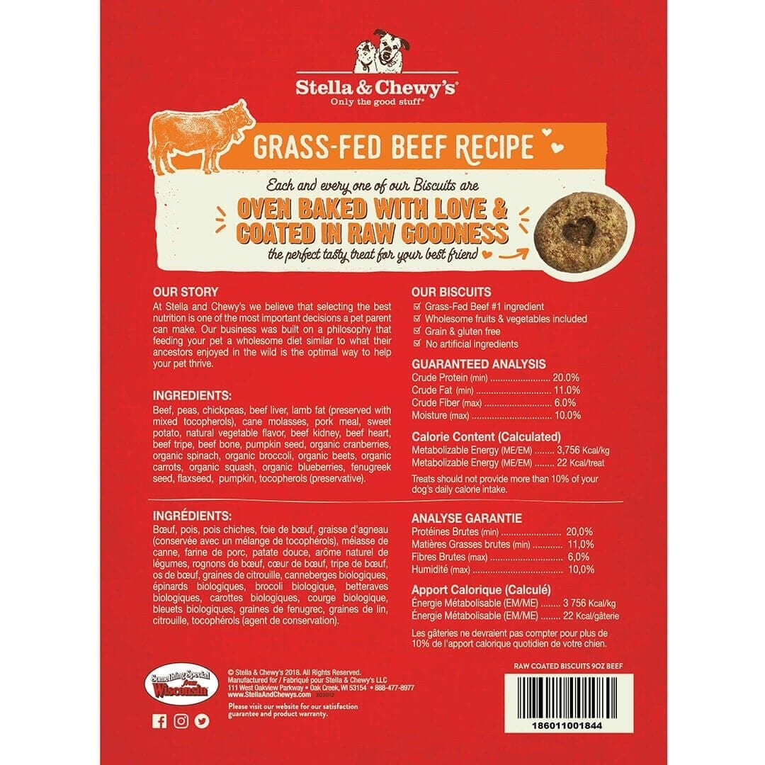 Stella & Chewy's Raw Coated Beef Biscuits For Dogs, 9oz